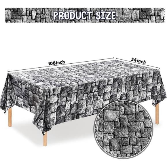 Stone Wall Tablecloths, Halloween Table Covers Brick Wall Decorations Disposable - Picture 3 of 6